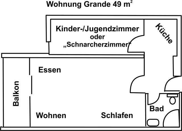 Grundriss der Ferienwohnung Grande Seiss am Südstrand von Fehmarn