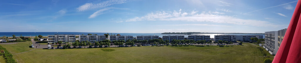 Panoramablick aus der Ferienwohnung Grande am Südstrand von Fehmarn